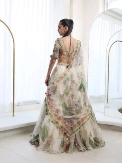 DIA - Printed Embroidered Blouse With Lehenga And Dupatta -Lillys Clothing Shop MM231970