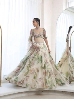 DIA - Printed Embroidered Blouse With Lehenga And Dupatta -Lillys Clothing Shop MM231984