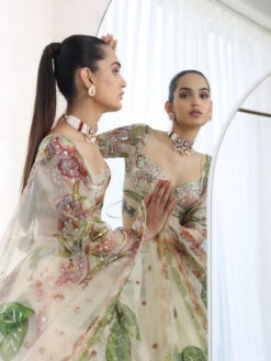 DIA - Printed Embroidered Blouse With Lehenga And Dupatta -Lillys Clothing Shop MM231990