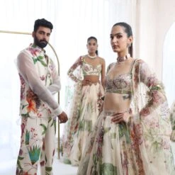 DIA - Printed Embroidered Blouse With Lehenga And Dupatta -Lillys Clothing Shop MM232008