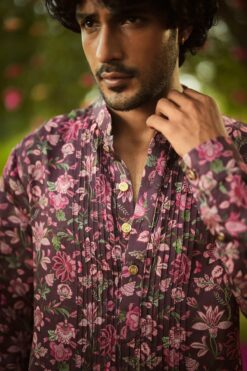 JUBIN - Printed Pintucks Kurta Set With Signature Mm Gold Buttons -Lillys Clothing Shop MM878 1800x1800 a455c1d3 8649 40f6 9811 0180927cfe9b