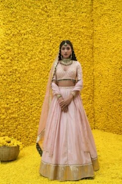 Peach Ehsaas Banarasi Chanderi Lehenga Set
