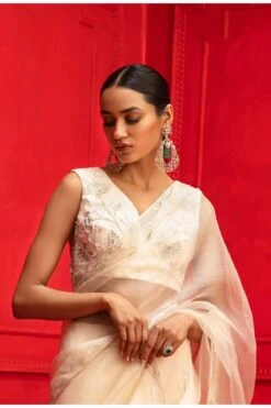 Noor White Organza Embroidered Pre-Draped Saree With Blouse -Lillys Clothing Shop Mahimamahajan4046 1800x1800 d08be302 8021 43ad 8820 91a61cef81b1