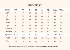 Mulmul Banarsi Carey Off White Kurta With Carey Off White Pant -Lillys Clothing Shop MulmulSizeChart a10f9ba9 2f6d 4e11 b13c fe07ecc1f7a0