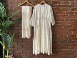 Offwhite Chanderi Lucknowi Kurta Set -Lillys Clothing Shop Offwhite Chanderi Lucknowi Kurta Set 5
