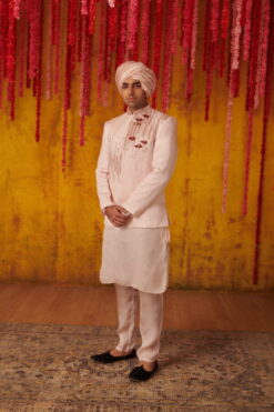 Blush Embroidered Kurta Sherwani Set