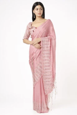 Onion Pink Tassel Saree
