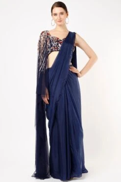 Navy Blue Saree Set