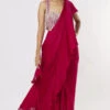 Hot Pink Ruffle Saree