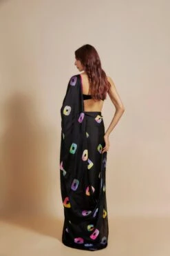 Black Shibori Saree With Multi-Colour Blouse -Lillys Clothing Shop PPTC032411 001 16