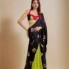 Black Shibori Saree With Multi-Colour Blouse -Lillys Clothing Shop PPTC032411 001 3