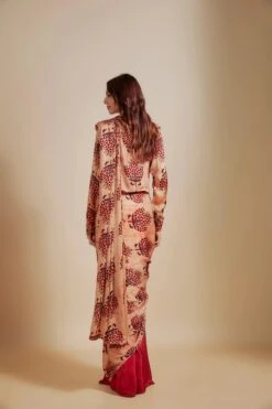 Peach Ajrakh Printed Shirt With Saree -Lillys Clothing Shop PPTC032439 001 18