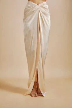 Peach Printed Shirt With Cream Skirt -Lillys Clothing Shop PPTC032440 001 6