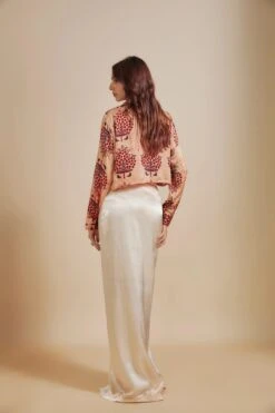 Peach Printed Shirt With Cream Skirt -Lillys Clothing Shop PPTC032440 001 8