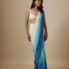 Blue Ombre Embroiderd Saree With Cream Blouse -Lillys Clothing Shop PPTC042404 001 2