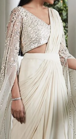 Ecru Pre Draped Embroidered Saree -Lillys Clothing Shop PRS 524 IVORY 3 1100x 9ccd1497 66ab 4594 8829 39cde2c5968d