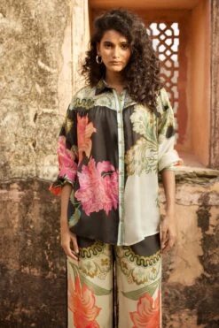 Black With Multi Coloured Print Co-ord Set