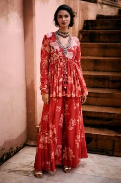 Roop Flip Bird Print Peplum Set