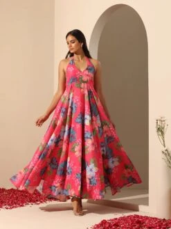 Gul Qudrat Halter Neck Dress -Lillys Clothing Shop R4420