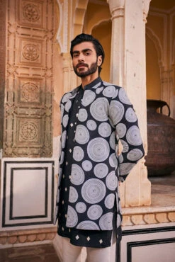 SHAAN - Black Abstract Printed Jacket Set -Lillys Clothing Shop RD208thJan24 3014