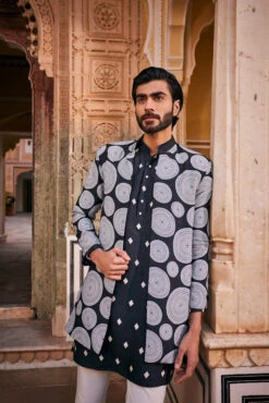 SHAAN - Black Abstract Printed Jacket Set -Lillys Clothing Shop RD208thJan24 3022