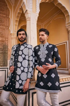 SHAAN - Black Abstract Printed Jacket Set -Lillys Clothing Shop RD208thJan24 3096