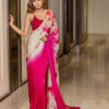 Tea Green Tie And Dye With Pink Ombre Drape Saree And Rani Pink Sequin Blouse -Lillys Clothing Shop ROH 0157final
