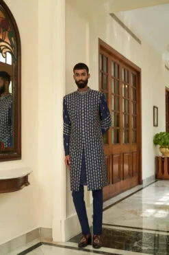 Insignia Blue Sherwani Set -Lillys Clothing Shop S 22032 1 jpeg