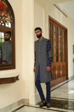 Insignia Blue Sherwani Set -Lillys Clothing Shop S 22033 1 jpeg