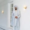 Ash Blue Sherwani Set
