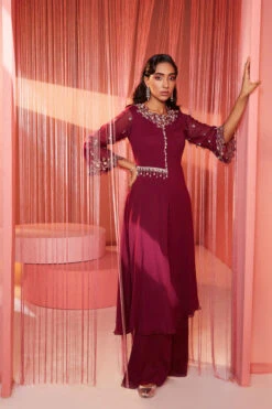 Plum Kurta And Pant Set