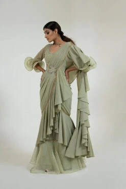 Sage Green Saree -Lillys Clothing Shop SARTHAK0655 1000x1500 3c57bf94 f066 42d2 a80b b46c451483e3