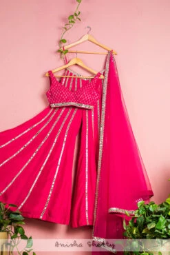 Hot Pink Mirror Flared Sharara Set