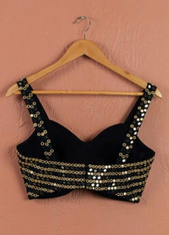 Ivory Midnight Blue Majesty Sharara Set -Lillys Clothing Shop SAS58 BLOUSE BACK