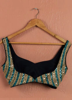 Ivory Midnight Blue Mirror Magic Sharara Set 7 Ivory Midnight Blue Mirror Magic Sharara Set -Lillys Clothing Shop SAS59 BLOUSE BACK