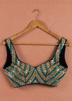 Ivory Midnight Blue Mirror Magic Sharara Set 8 Ivory Midnight Blue Mirror Magic Sharara Set -Lillys Clothing Shop SAS59 BLOUSE FRONT