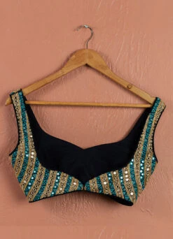 Midnight Blue Floral Blossom Pallazo Pant With Jacket Set -Lillys Clothing Shop SAS61 BLOUSE BACK