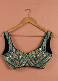 Midnight Blue Floral Blossom Pallazo Pant With Jacket Set -Lillys Clothing Shop SAS61 BLOUSE FRONT