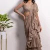 Dragonfly Embroidered Blouse With Pre-Draped Frill Saree -Lillys Clothing Shop SB LB13 1
