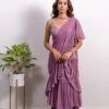 Dragonfly Embroidered Pearl Strap Blouse With Pre-Draped Frill Saree -Lillys Clothing Shop SB LB15 1