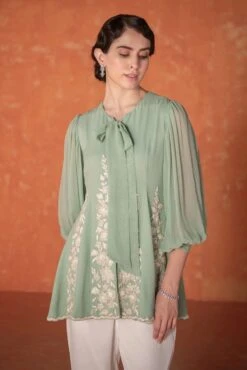 Teal Godet Tunic -Lillys Clothing Shop SBP1294