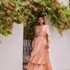 Rose Gold Tonal Embroidered Blouse And Saree