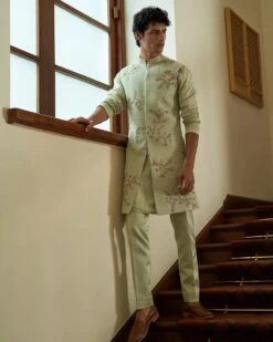 Celedon Sleeveless Sherwani -Lillys Clothing Shop SS 22101 1 jpg
