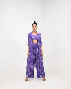 Purple Flora Pant Bralette And Jacket Set -Lillys Clothing Shop SUPF05 Juhi Bengani 2