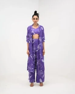 Purple Flora Pant Bralette And Jacket Set -Lillys Clothing Shop SUPF05 Juhi Bengani 7