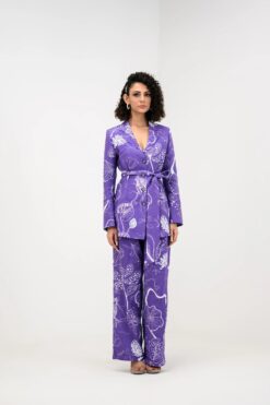 Purple Flora Blazer Pant Set