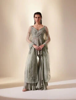 Enchated Mint Green Sharara Set