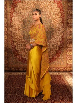 Mustard Jamawaar Draped Saree And Blouse -Lillys Clothing Shop Screenshot 13