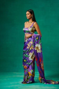 Purple Drape Saree With Blouse