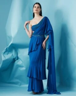 The Blue Wave Saree -Lillys Clothing Shop Surabhi03 08 222906